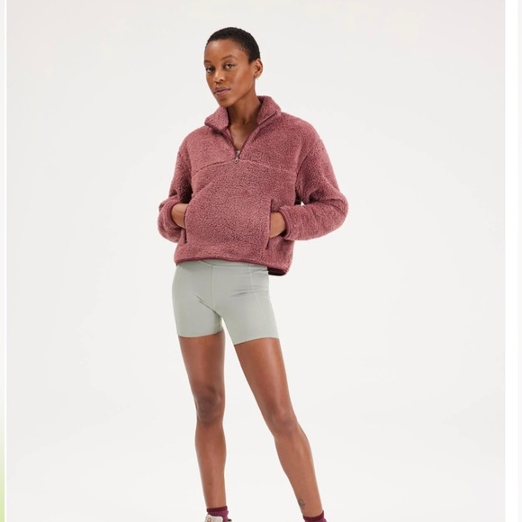 girlfriend collective teddy half-zip fleece pullover - Picture 4 of 5